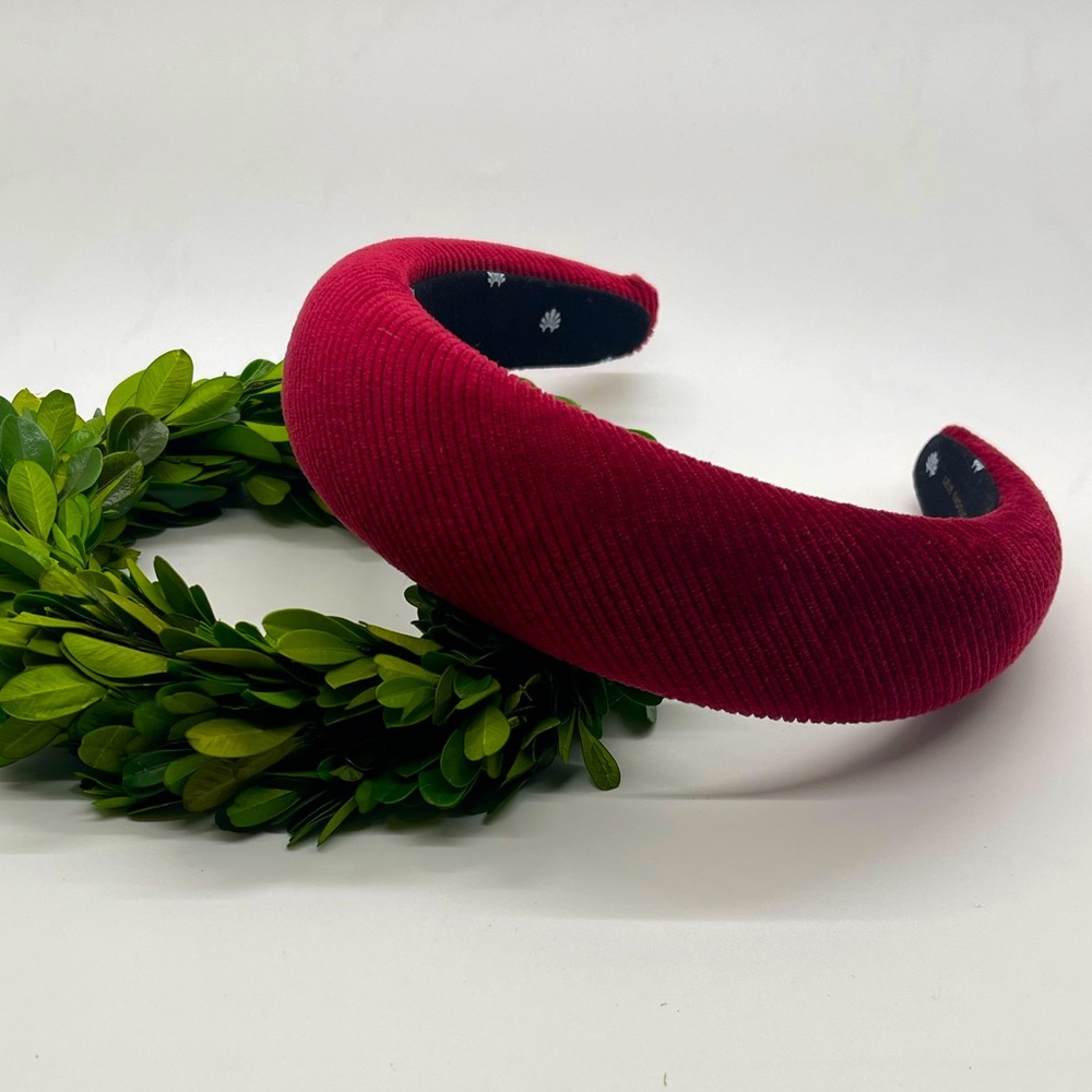 Lele Sadoughi Burgundy corduroy padded headband
